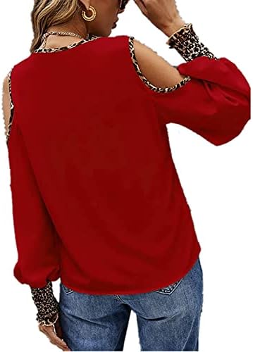 Пуловер в стил Мозайка с Леопардовым Принтом, Върхове 2023, Женска Риза с Копчета, с V-образно деколте и Открити Рамене, Ежедневни