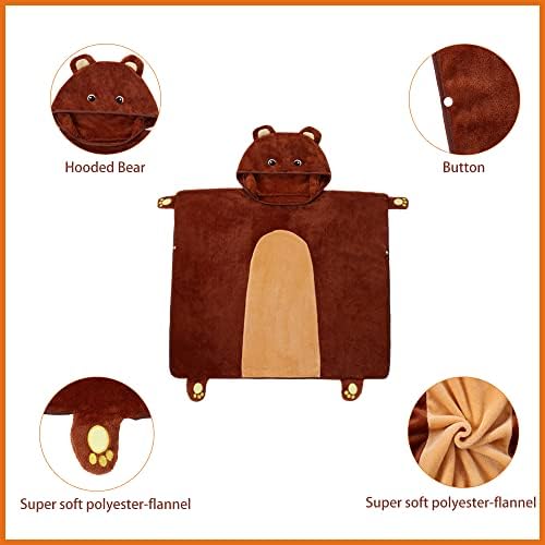 RIBBANDS ДОМАШНО Носимое Одеяло Bear Прегръдка Cozy носете 2022 Издадена Нова Носимое Одеяло с Лапи за деца-Тийнейджъри,