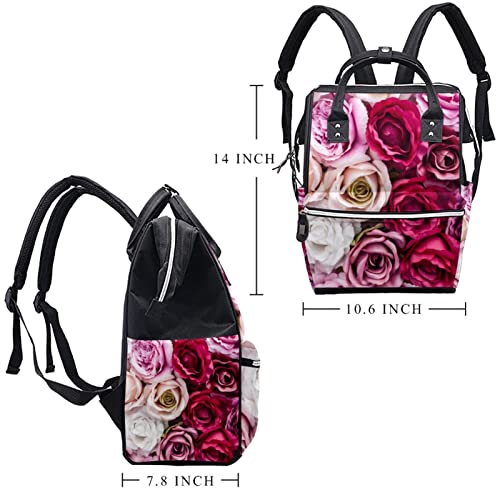 Раница LORVIES Rose Floral Spring за Памперси, богат на функции Пътна чанта Голям Капацитет