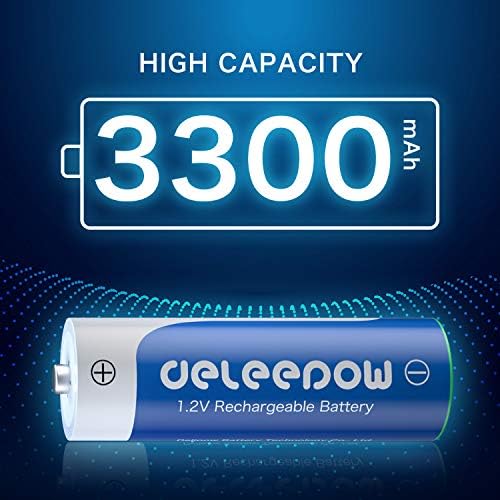 Акумулаторни Батерии Deleepow AA 3300 mah 1.2 NiMH Акумулаторни Батерии 16-Pack 1200 Цикъла с LCD Зарядно устройство