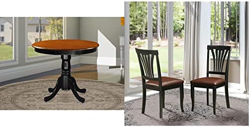 Източно-Западна мебели ANT-BLK-TP Хубава маса за Хранене и Модерни Трапезни Столове Avon Със Седалка от изкуствена кожа