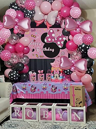 5x3 фута Розово Миши Фон За Парти в чест на рождения Ден на Момичетата, Аксесоари за Украса на 130 бр., Балони