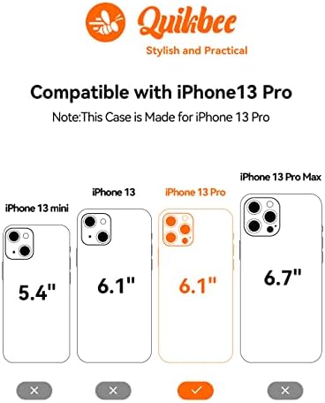 Калъф Quikbee Разработена за iPhone 13 pro, Противоскользящий, Кристално чист, Не Желтеющий, устойчив на падане на Военен проба, Тънък Прозрачен калъф за iPhone 13 pro 6,1 инча