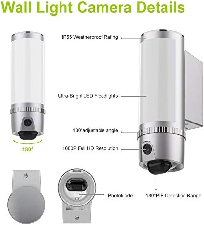 Безжична Прожекторная помещение Freecam на улицата, монтиран на стената лампа 1080P, помещение за улица с функция