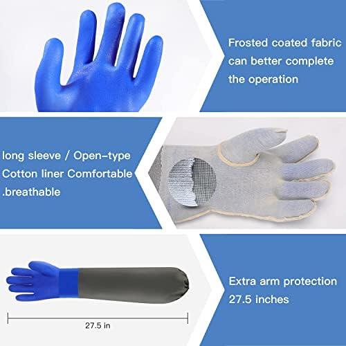 MUMUKE Удължени 28 Гумени Ръкавици, Химически Устойчиви Ръкавици PVC Еднократна употреба
