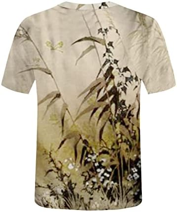 Дамска Блуза Лято Есен с Къс ръкав 2023, Памучен Блуза с Кръгло Деколте и Цветен Модел, Риза за Момичета 1Z 1Z