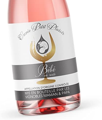 Персонални етикет с обявяването на бременността Crintiff за бутилки, Розови вина | Bébé en Route | Обява за бременност-изненада
