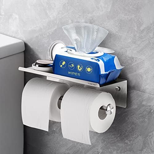 Държач за тоалетна хартия YUMORE с полочкой (Матиран никел), Над Врати куки (черен)