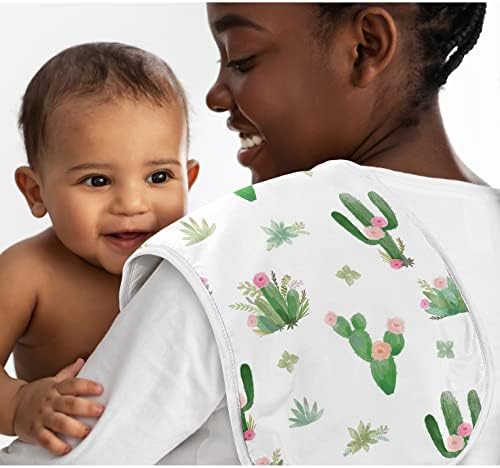 Абсорбиращи Кърпички от Оригване Sweet Jojo Designs с цветовете на Кактус за малки Момичета за новородено - Розово-зелена