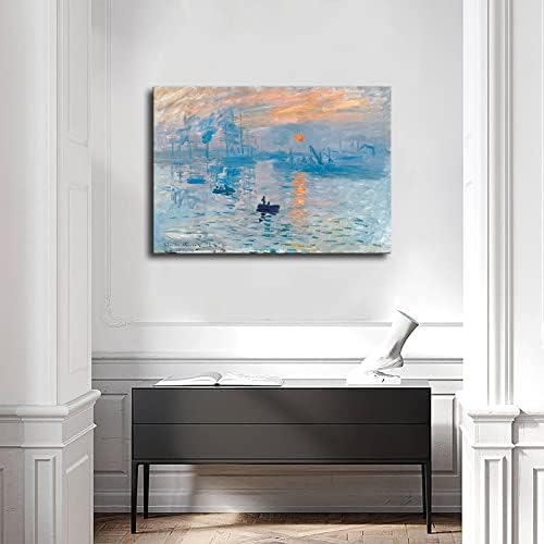Плакат Monet - Impression Sunrise върху Платно, художествен Плакат и Стенни Художествена картина, Принт, Плакати