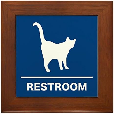 Регистрирай тоалетни за котки CafePress в рамка от плочки, декоративни плочки за окачване на стената