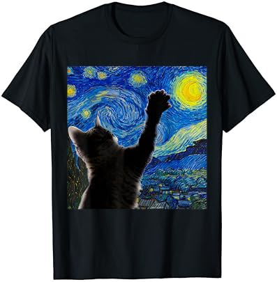 Звездна нощ-Котката е Страхотна Тениска С Котка Любителите на Котки Дамски Мъжки t-shirt