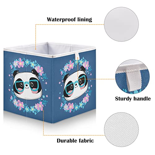 Кутия за съхранение на кубчета, с изображението на Мечка Панда, Сгъваеми Кубчета за съхранение, Водоустойчив кош
