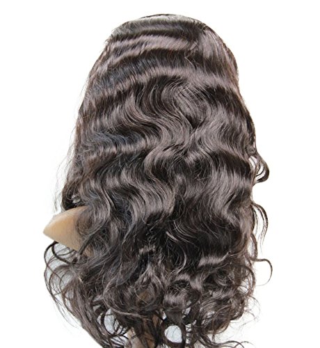 Красив 22 завързана предни човешкия черната перука за жена, дълга перука, завързана от бразилския естествена коса Remy,