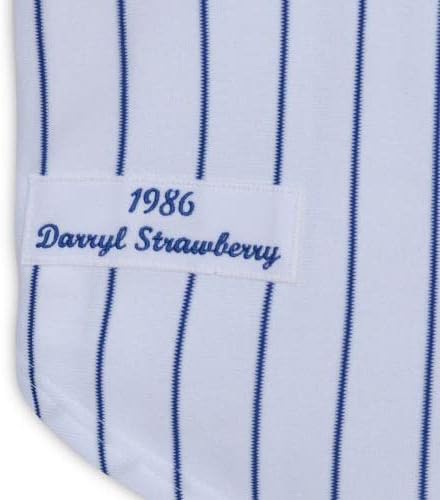 Тениски на Ню Йорк Метс Дэррила Строберри с автограф Мичъл и Нес Уайт от World Series 1986 - Тениски MLB с автограф