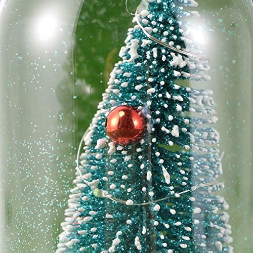 SOLUSTRE Дървена Основа Мини-Коледна Елха Настолна Лампа Feative Microlandschaft нощна светлина със Стъклен Капак, за Празнична