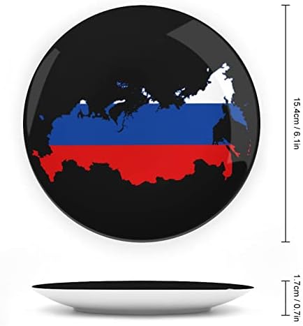 Флаг Карта на Русия Керамични Декоративни Чинии от Костен Порцелан със Стойка Висящи Украшения Кът Чинии