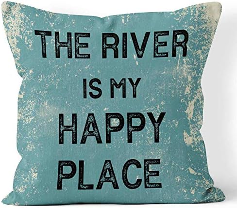 DECOPOW Ретро Стил, Декоративна Калъфка за къща край реката, Квадратна 18X18 инча Дунав-моето щастливо място (River