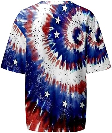 Ризи с Къс ръкав за Момичета с Кръгло Деколте, Деня на Независимостта на САЩ, Графичен Обяд, Вратовръзка-Боя се, Блузи,