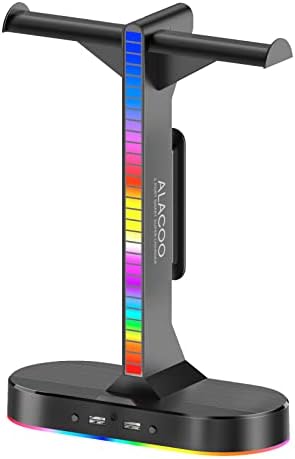 Титуляр слушалки RGB - Поставка за геймърски слушалки, стойка за слушалки от пристанище 2USB и аудиопортом 3,5