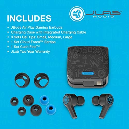 Тези безжични слушалки JLab JBuds Air Play Gaming | Повече от 30 часа работа на Bluetooth 5 с изключително ниска латентност за