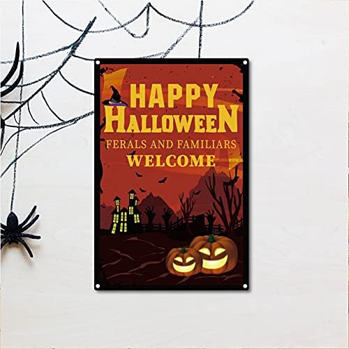 CREATCABIN Happy Halloween Метална Реколта Лидице Знак Стенен Декор Тиква Украса за Дома Стенно Изкуство Кухня, Бар Пъб Стая
