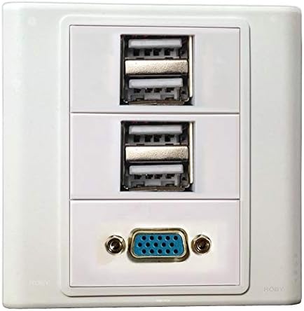 Стенни панела с конектор USB-зарядно устройство за 2 x 2.1 A + Конектори VGA Keystone Modular Jack Съединители Бели Декоративни