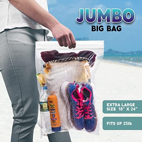 Сверхбольшие чанти Super Big, Гигантски Прозрачни Пластмасови торбички за съхранение, Чанти с размери 18 x 24 инча