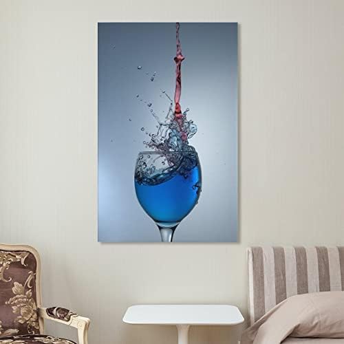 Чаша за Червено Вино, монтиран на стената Арт, Синя Чаша За Вино, Стенен Декор, Плакати върху Платно, Щампи,