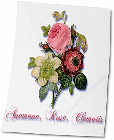 3. И бяло, Роза, клематис с ботаническата принтом от розови и бели цветове - Кърпи (twl-171156-3)