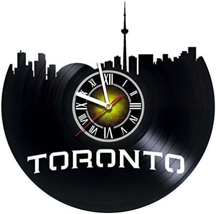 Стенни Часовници, Съвместими с Торонто - Канада - Skyline - Vinyl Плоча - Художествена идея за подарък за рожден Ден, Коледа,