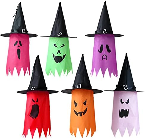 GGS & DDU Хелоуин Висящи Осветени Шапки на Вещици-Призрак, Захранван С Батерии Led Гирлянди Външно Подвесное Украса
