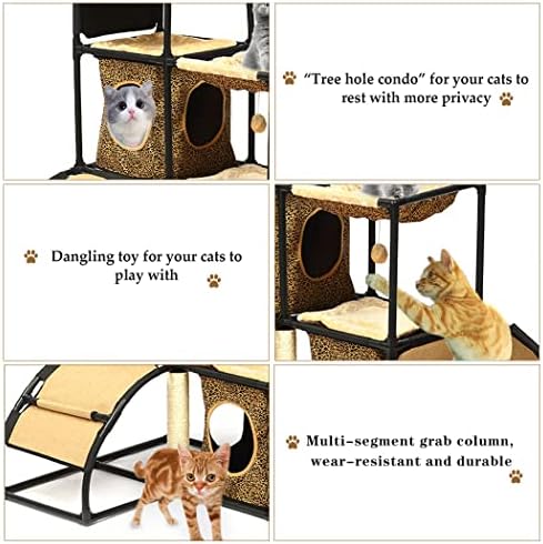 Котешки Къщички BORUIMA за Стайни котки Къща-Кула В съчетание с Dice за Котешки легла, Дупки за очите, Когтеточкой