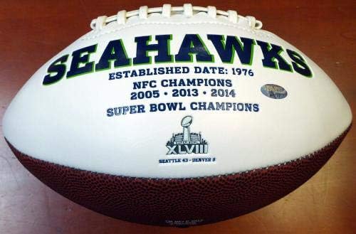 Футболна топка С Бяло лого Thomas Rawls с Автограф Seattle Seahawks MCS Holo Stock 105065 - Футболни топки С Автографи