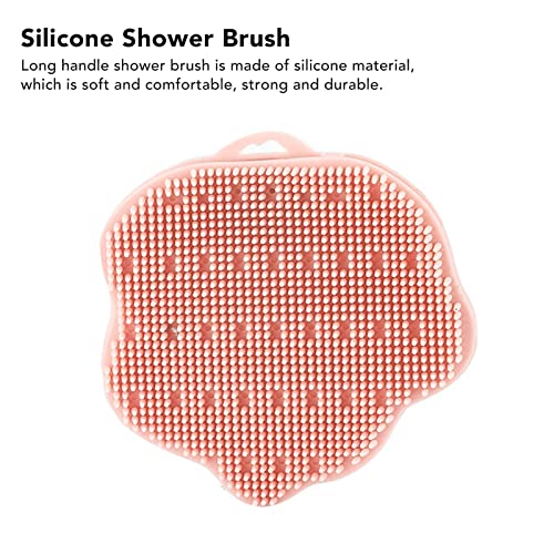 Удобна четка за душ с Мека Силиконова дръжка за общежития за Домашно хотела (розов)