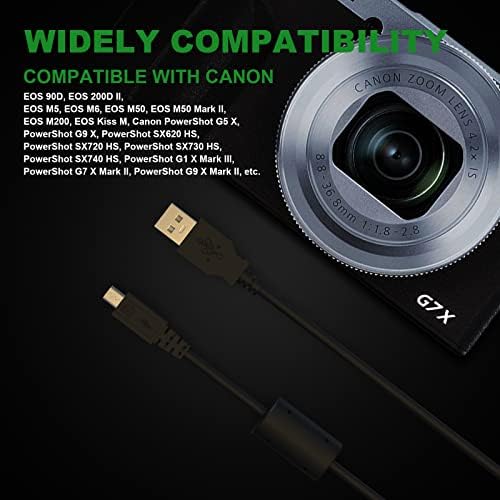 Преносимото Интерфейсния кабел Micro USB IFC-600PCU за зареждане и синхронизация на датата, съвместим с Canon PowerShot G7X