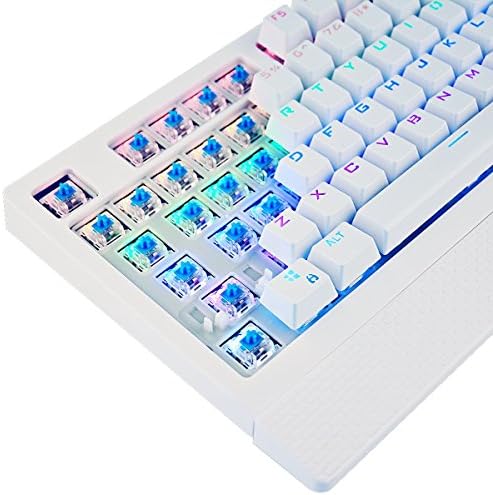 Ръчна детска клавиатура ч. в класна с многоцветни светлини, сини стрелки, 104 клавишите срещу ghosting (бял цвят)