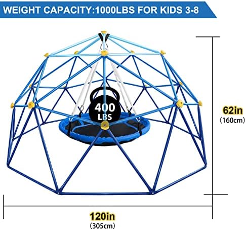 Център за игра JYGOPLA 10 фута Геометричен Dome Climber, устойчиви на корозия и uv радиация, който Поддържа 1000 паунда, Детска