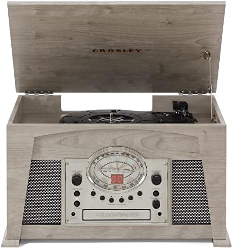 Плеър грамофонни плочи Crosley CR7015A-GY Medley с 3 скорости на възпроизвеждане, Bluetooth, AM/FM радио, CD-плейър,