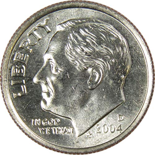 2004 D Десятицентовик Рузвелт, БУ, Не Циркулационни Монети, Монетен двор на Щата 10в, са подбрани Монета в САЩ