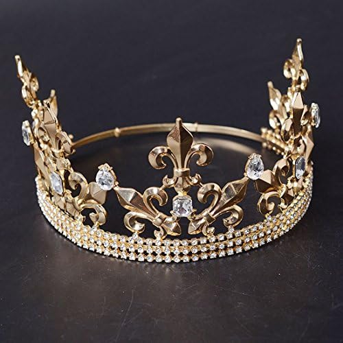 Eseres Златна Царска корона за мъже, регулируем Императорска Средновековна Короната на рожден ден, кралете на бала