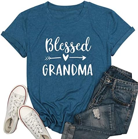 Риза Blessed Grandma, Забавни Сладки Тениски С Графичен Принтом, Женска Тениска С Писмото Принтом, Ежедневни