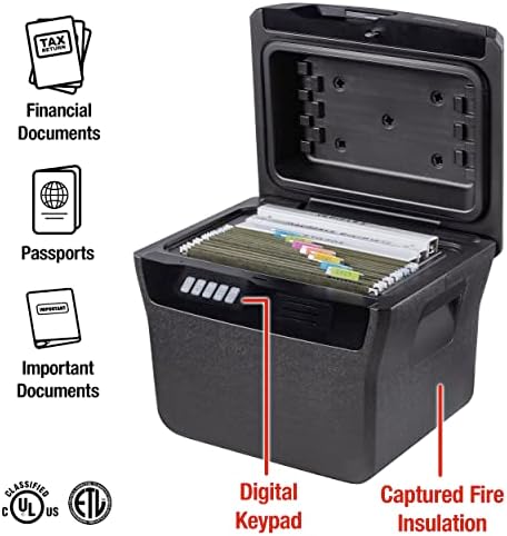 Пожаробезопасный и водоустойчив сейф SentrySafe с ключалка на цифровата клавиатура, Файлов сейф с дръжка за носене документи, 0,66 Кубични фута, 14,1 x 16,6 x 13,8 инча, FHW40300