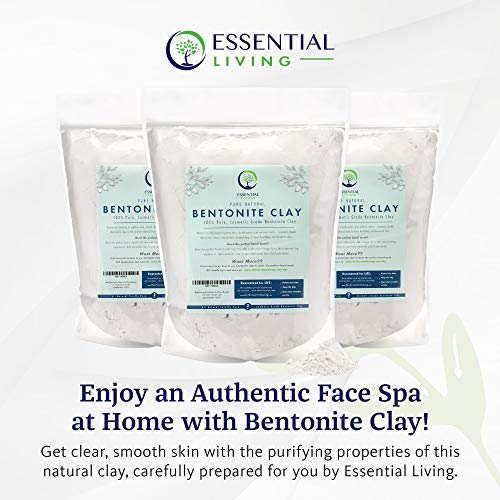 Essential Living: Прах бентонит глина - Натурална маска за лице, продукти за грижа за кожата с ръце за Дълбоко почистване, борба с акне и чувствителна кожа - 2 кг. - Подходящ за