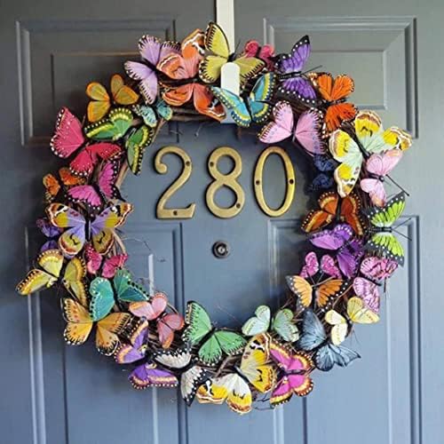 Вратата Венец, 16-Инчов Венец От Изкуствени Цветя, Пролетта и Лятото Врата Венец, Венец С пеперуди, Венец Изкуствена Пеперуда,