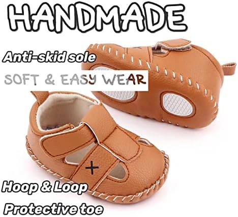Сандали за малки момчета, Детски Летни обувки за 0-18 месеца, Лека обувки на не-хлъзгава подметка (Бял, Син, Кафяв)