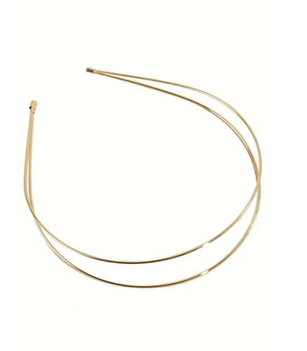 1 мм златна метална лента за коса Alice Band, основата за диадеми, превръзка на главата (двухрядная)