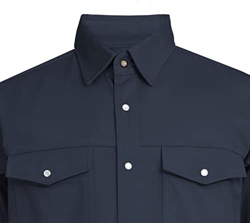 Ризи WORKWEYA FR за Мъже с Дълъг Ръкав 6,5 унции от Памук в Клетката, Пожароустойчиви Заваръчни Ризи