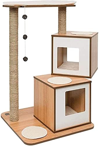 Когтеточка на Кошачьем Дърво NGOCVN Мебелен център на Активност на Cat Tower с Висящи Играчка за Етажната