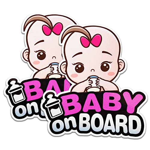 Стикер Dr.Kbder Baby On Board за автомобил (2 бр), 6,5 на 6, Предупредителни Етикети за малки момичета в колата,